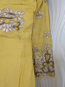 Yellow Embroidered Design Kurti