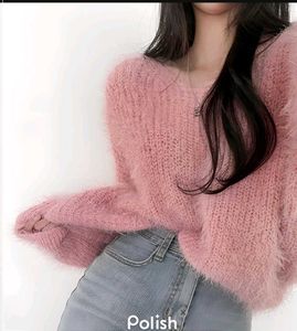 New With Tag Korean Fluffy Pink Knit Sweater