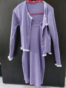 Purple Co-ord Set Bodycon Dress