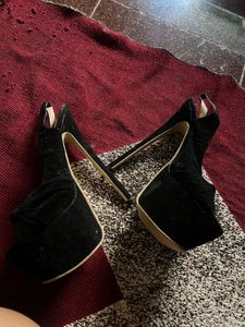 Black Heels with Bow Detail