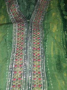 Green Ethnic Gown with pant and dupatta