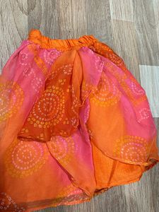 Bandhej Draped Skirt With Top