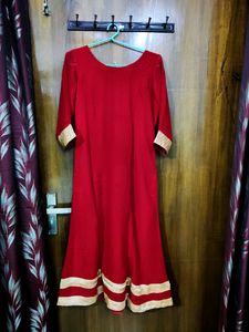 Dark Red Frock Style Suit Set