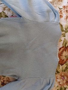 Blue Knit Crop Top