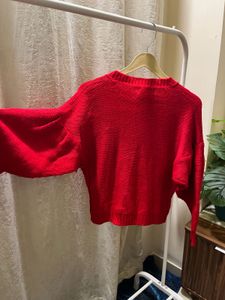 Red Knit Cardigan