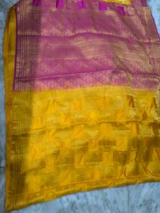 Yellow And Pink Festive Saree
