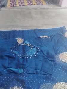 Blue &amp; Gold Embellished Fabric