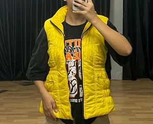 Yellow Puffer Vest Jacket.