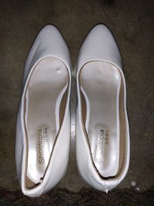 White Bellies With Block Heels
