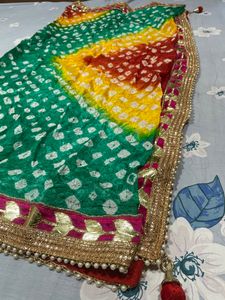 Beautiful Bandhani Dupatta With Golden Border