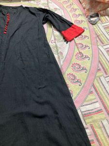 Black Nice Long Kurty Inside Pocket