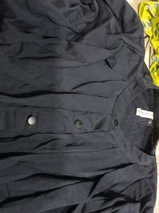 Navy Button-Down Top