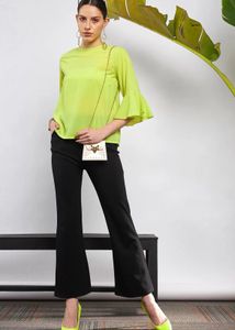 Green Bell Sleeve Georgette Top