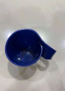 2 Blue Cups with Unique Handles