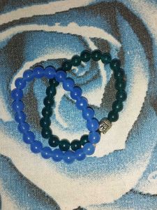 natural green onyx and blue chalcedony bracelets