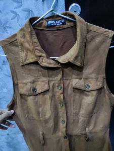 Brown Sleeveless Mini Dress