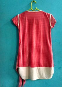 Striped Tunic Top/ Velvet Knot Style Top