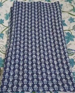 Indigo Floral Print Kantha Quilt