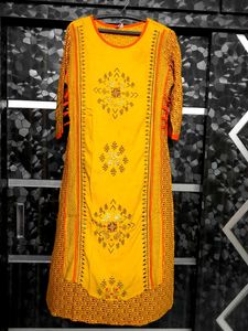 Yellow Embroidered Kurta