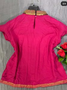 Golden Neck Detailed Pink Tunic/Top