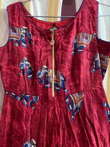 Red and Blue Ethnic gown with Back design