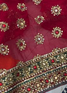 Red Embroidered Heavy Saree With Stitched Blouse