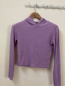 Purple Waffle Knit Hoodie