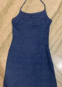 Denim Halter Neck Dress(XS/S)
