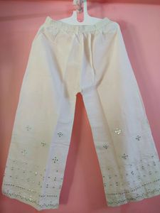 White Mirror-Embellished Palazzos