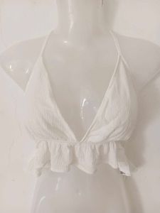 WHITE HALTER TOP