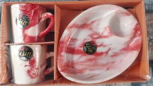 Ceramic Mug and Plate Set - Green Marble #Combo