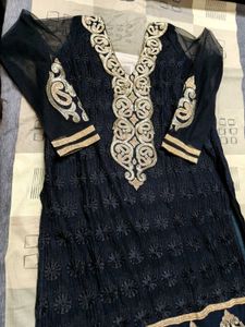 Black Thread Gotta Patti Embroidery Cotton Suit