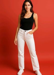 White Straight Leg Jeans