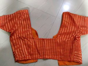 Orange &amp; Grey Floral Saree