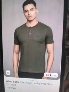 Allen Solly Olive Henley T-Shirt