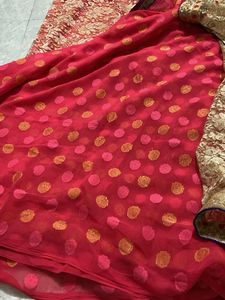 Tameta Pink Saree (pallu Net)