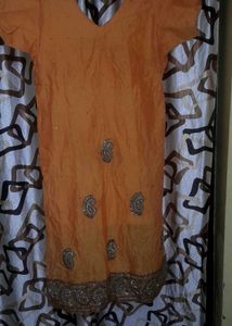Orange Embroidered Kurti
