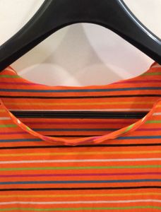 Orange Multicoloured Stripes T-shirt