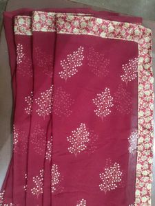 Maroon Floral Print Saree