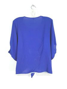 Blue Pearl Embellished Tie-Front Top