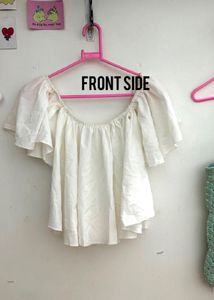 Berrylush White Bardot Top | Size Xs