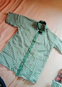 Green Gingham Button-Up Shirt