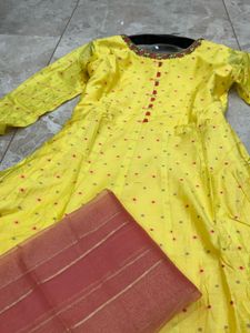 Elegant Yellow Anarkali Kurta Set