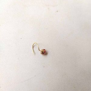 18K Pure Gold Pink Dimond Nose Pin 1 Piece