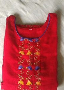 Red Embroidered Kurti