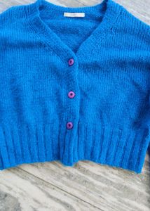 Blue Cropped Cardigan