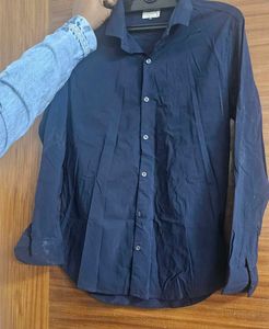 Navy Blue Casual Button-Down Shirt