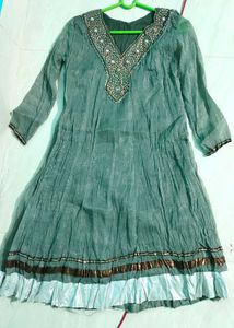 Teal Embellished Tunic Dress