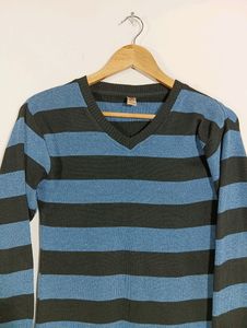 Blue &amp; Black Striped Sweater (Women)