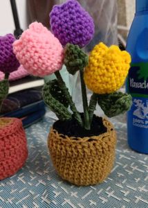 Tulip Buds Crochet Flower Pot